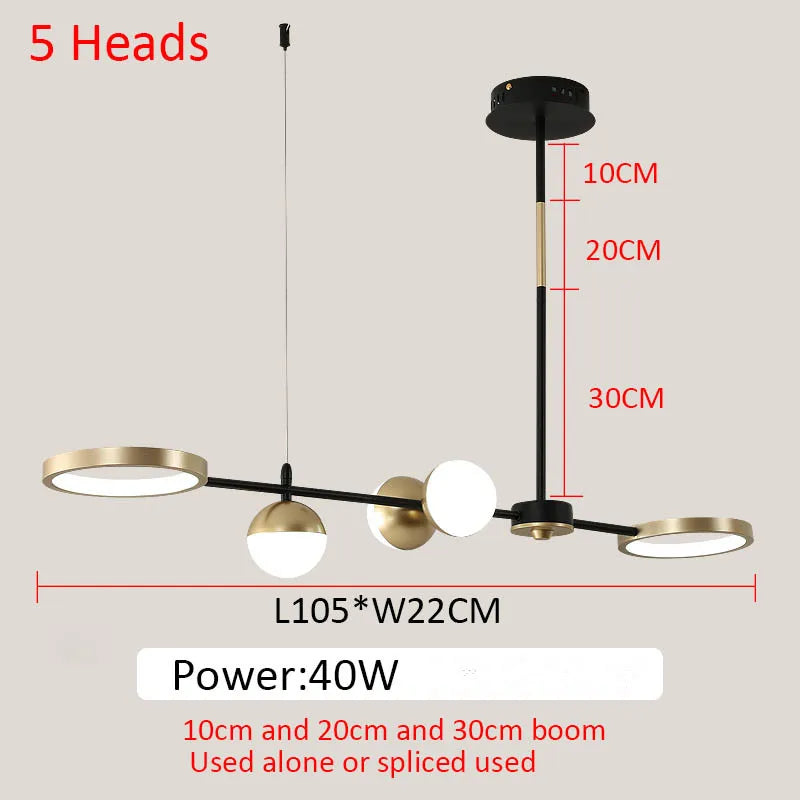 DecorBites™ Black Gold Minimalist Chandelier for Dining Room Home Decor