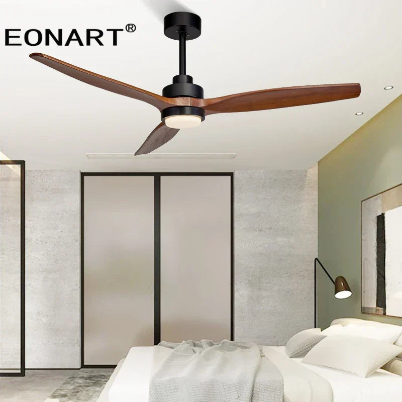 DecorBites™ 52" Black Wood Ceiling Fan with LED Light and Remote Control