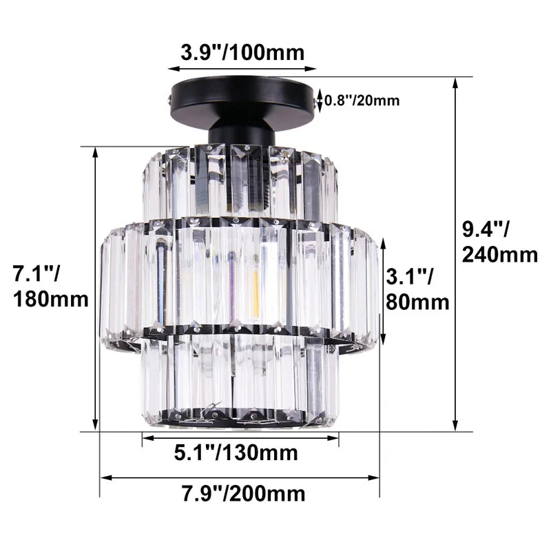 DecorBites™ Crystal Chandelier Ceiling Light for Modern Living Room Decor