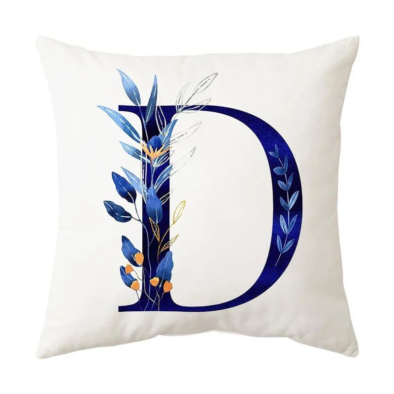 DecorBites™ Blue Alphabet Flower Letter Pillowcase for Home Decor