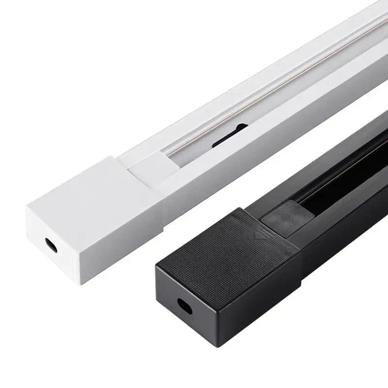 DecorBites™ 1m Black White Aluminum 2-Wire Connector Track Rail Spotlight Fitting