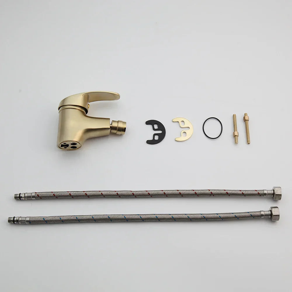 DecorBites™ Brushed Gold Basin Mixer Tap - Solid Brass Vessel Vanity Faucet