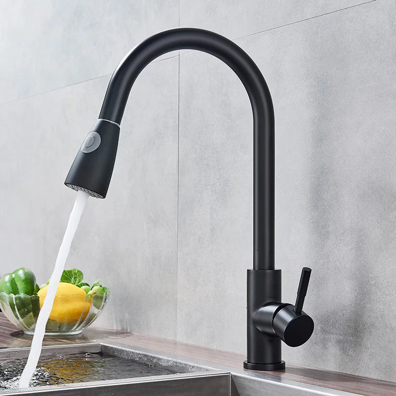 DecorBites™ Gold Brass Kitchen Faucet Rotatable Mixer Tap Single Handle Hot&Cold Water