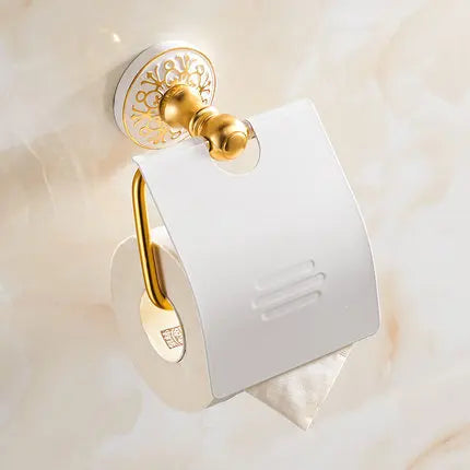 DecorBites™ Bathroom Accessories Set: Shelf, Towel Rack, Paper Holder, Toilet Brush Holder, Towel Hanger, Hooks