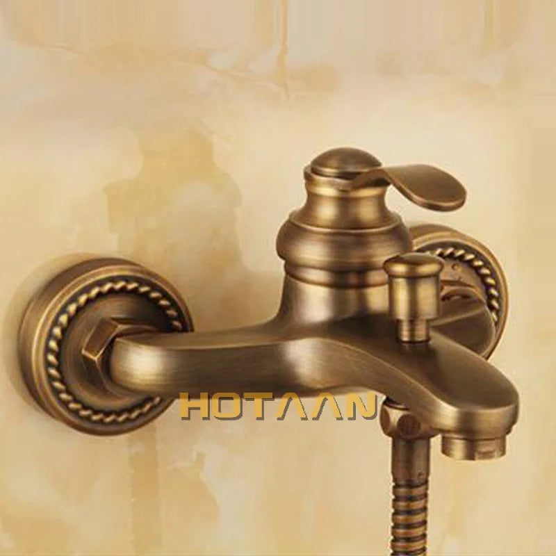DecorBites™ Antique Brass Wall Mount Hand Held Shower Head Kit