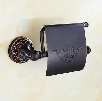 DecorBites™ Carved Flowers Blackened Copper Bathroom Accessories Set