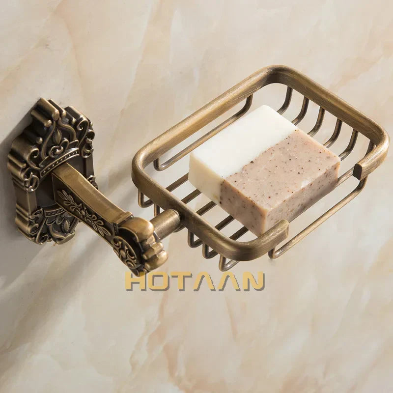 DecorBites™ Antique Brass Wall Mount Soap Basket for Bathroom Essentials