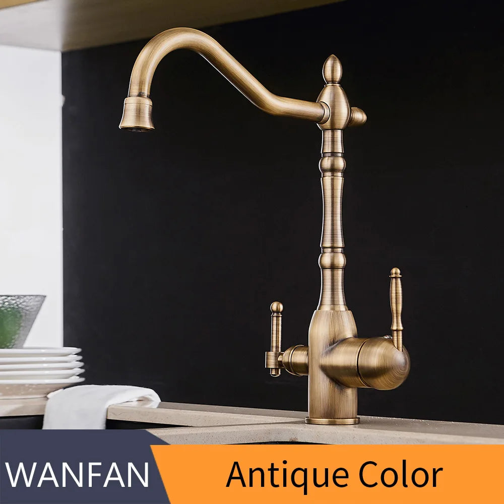 DecorBites™ Gold Kitchen Faucet with 360 Rotation, Cold/Hot Mixer Tap & Water Purification