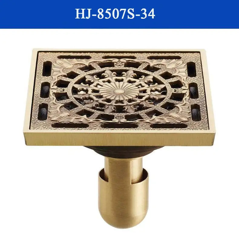 DecorBites™ Antique Brass Shower Drain Cover Euro Art Carved Bathroom Strainer