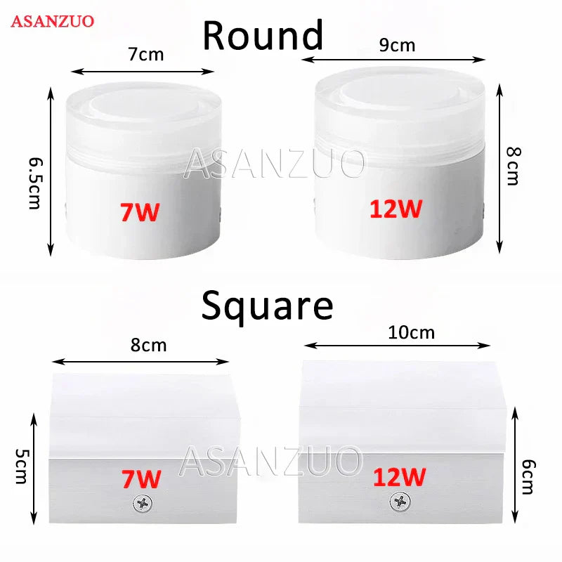 DecorBites™ LED Panel Light Surface Mounted Downlight for Ceiling, 7W-12W, AC85-265V