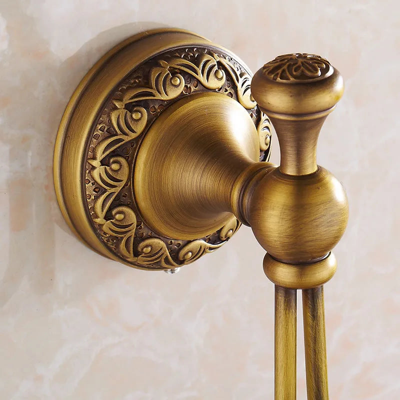 DecorBites™ Antique Brass Towel Hooks Wall Rack Retro Home Deco