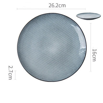 DecorBites™ Ceramic Dinner Plate - Japanese Style Charger Platter with Retro Design