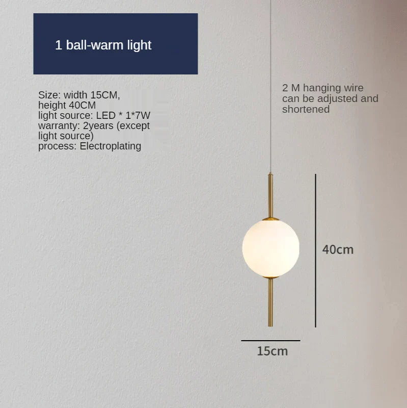 DecorBites™ Glass Ball LED Pendant Lamps - Warm Milky White Hanging Lights