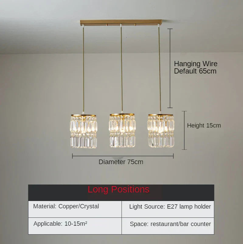 DecorBites™ Crystal Copper LED Chandelier Pendant Light Modern Luxury Ceiling Lamp