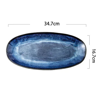 DecorBites™ Blue Kiln Glazed Ceramic Sushi Plate