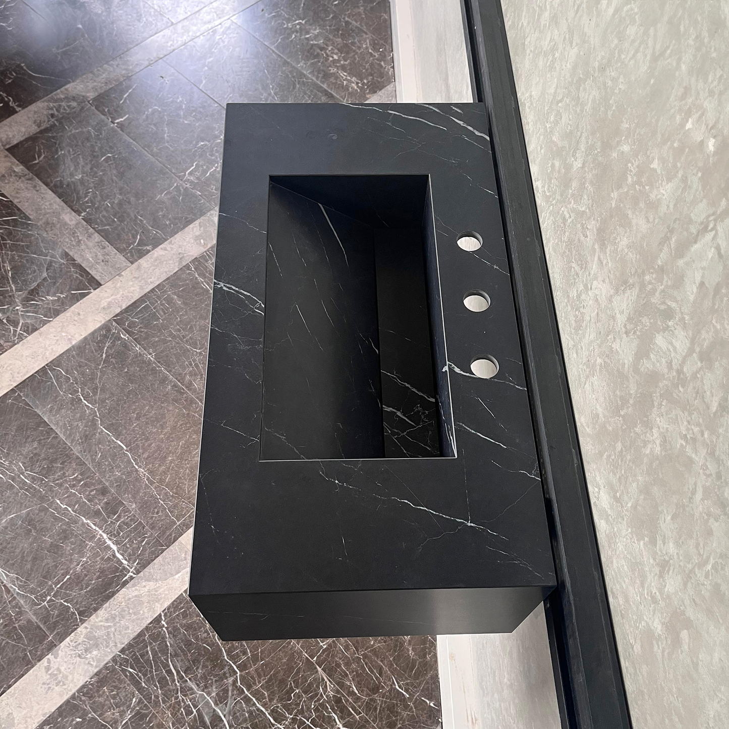 HANDCRAFTED NERO MARQUINIA HIGH ENGINEERED STONE SINK (ES-042)