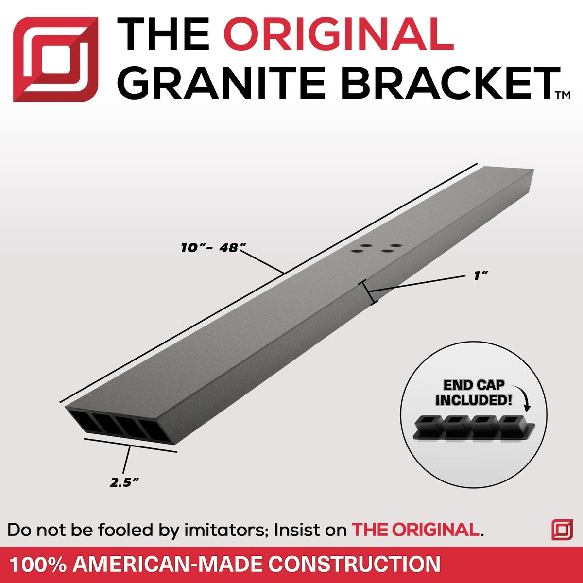 Industrial 1 inch Flat Wall Countertop Support Bracket