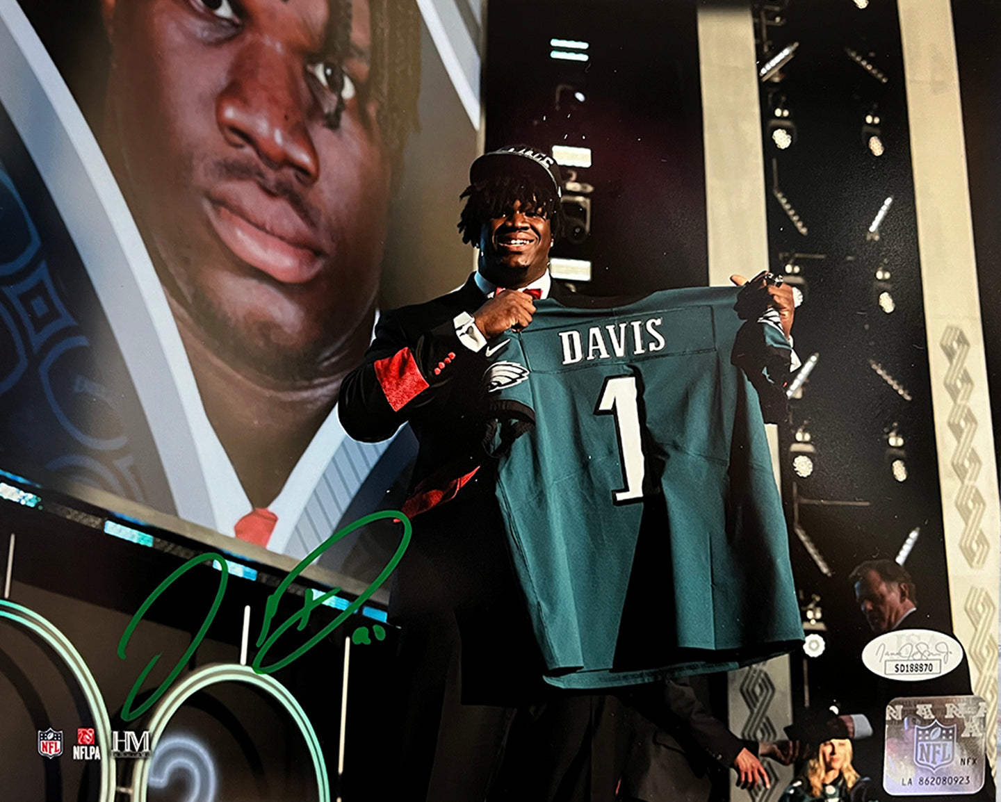 Jordan Davis Philadelphia Eagles Autographed Draft Night 8" x 10" Football Photo