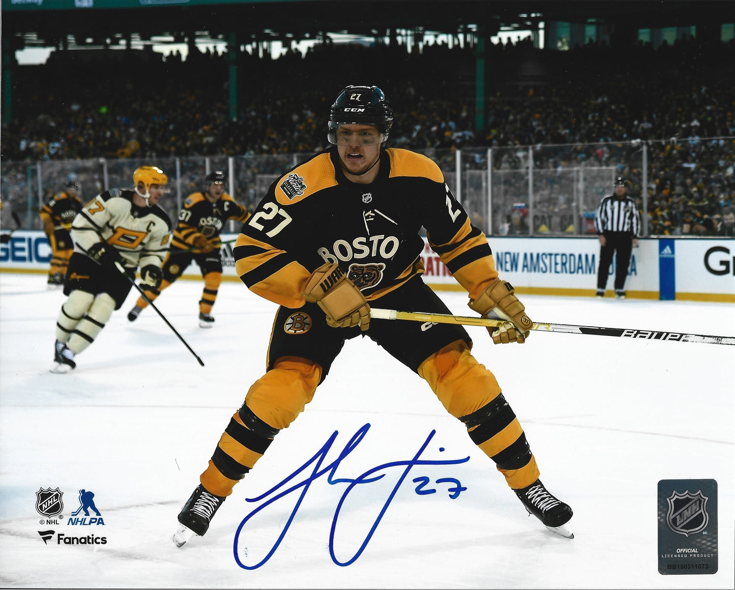 Hampus Lindholm 2023 Winter Classic Action Boston Bruins Autographed 11" x 14" Hockey Photo