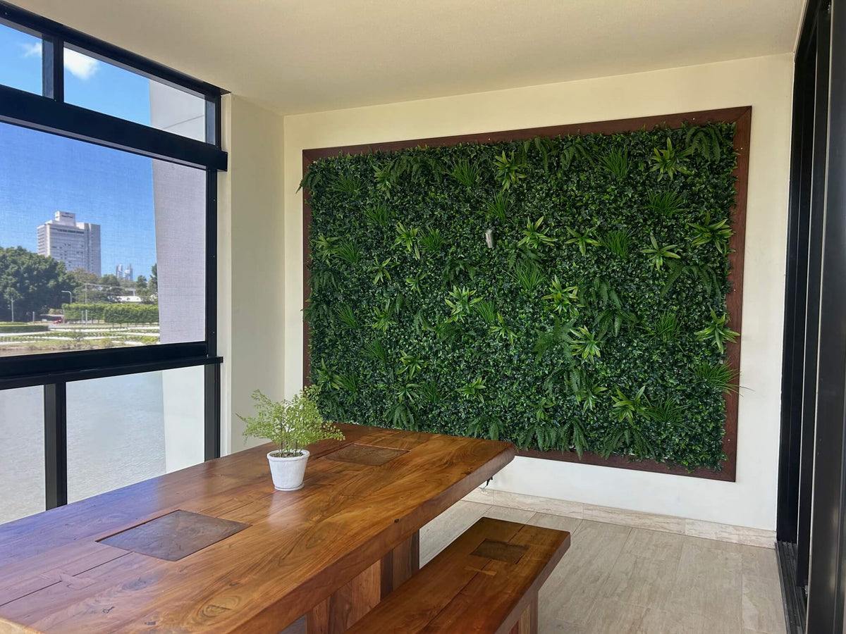 Green Tropics Artificial Vertical Garden Green Wall Panel 40×40in 11 SQ FT – UV Resistant – Commercial Grade