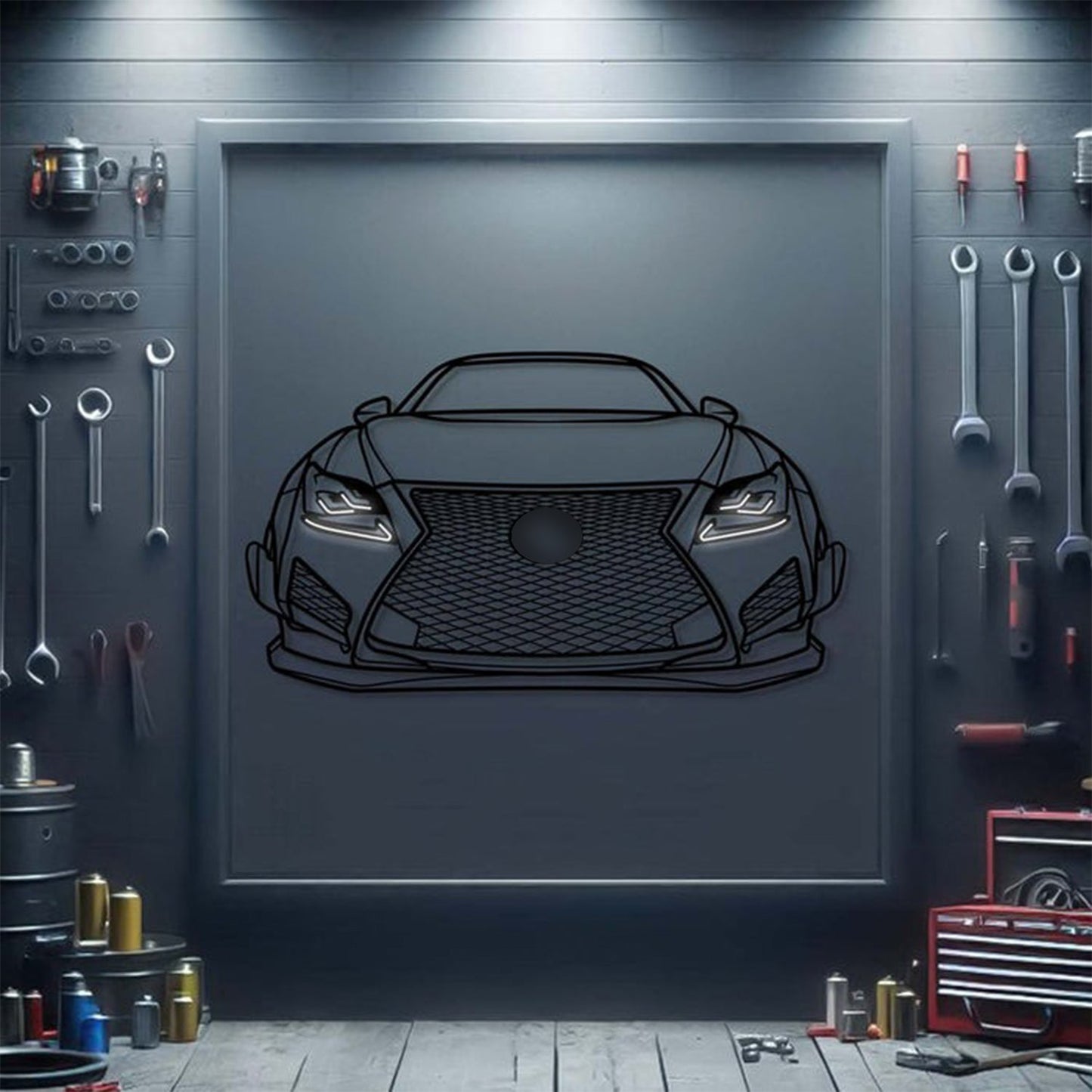 2015 RC F Rocket Bunny Front View Metal Neon Car Wall Art - MTN0173