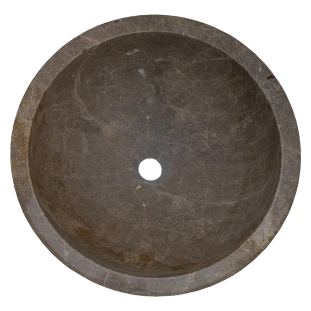 Maya Grey Marble Drop In Round Vessel Bathroom Sink 16 Inch Polished
