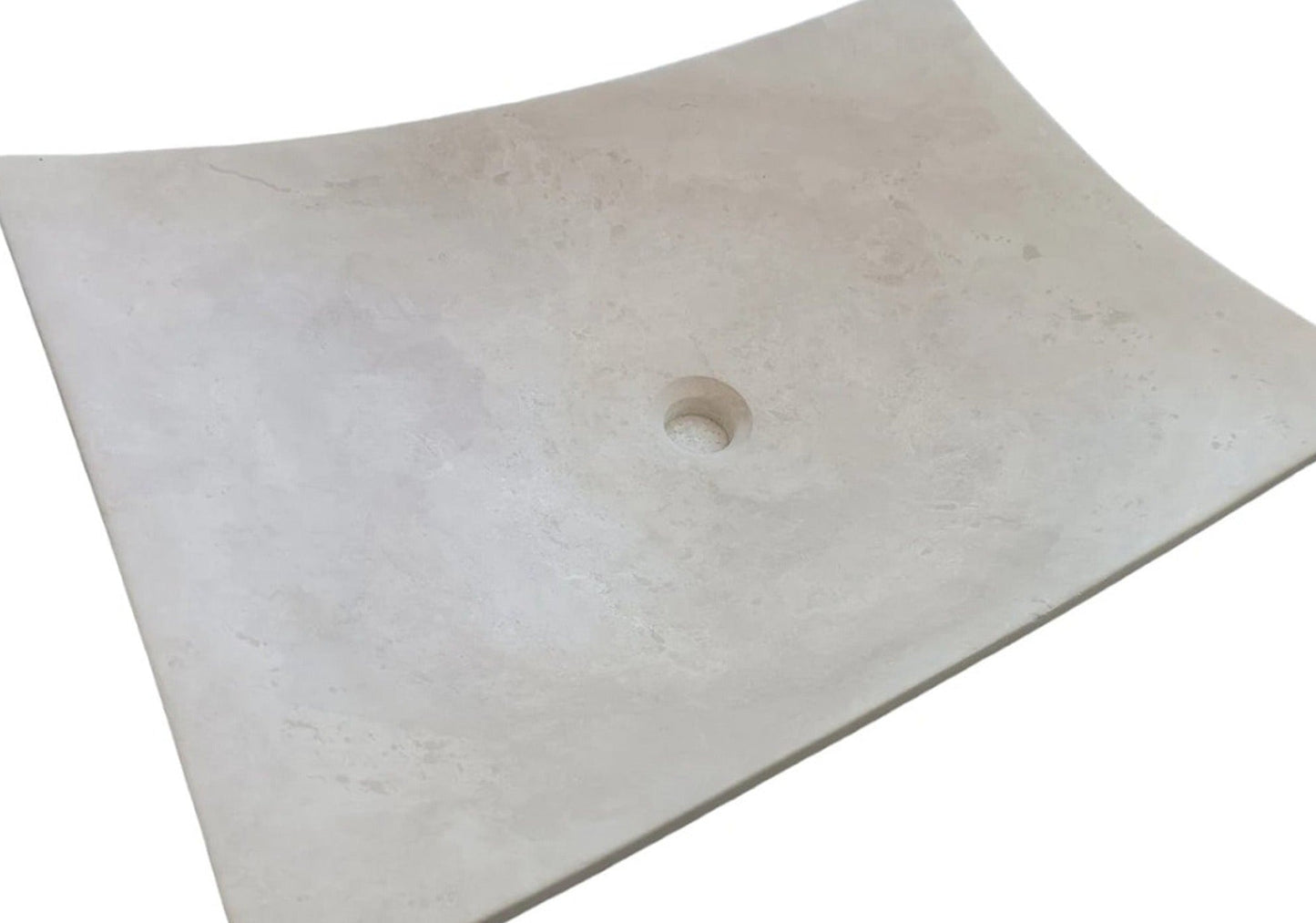 Natural Stone Light Travertine Unique Modern Special Design Customizable Vessel Sink (W)25.6" (L)17.7" (H)4.7"