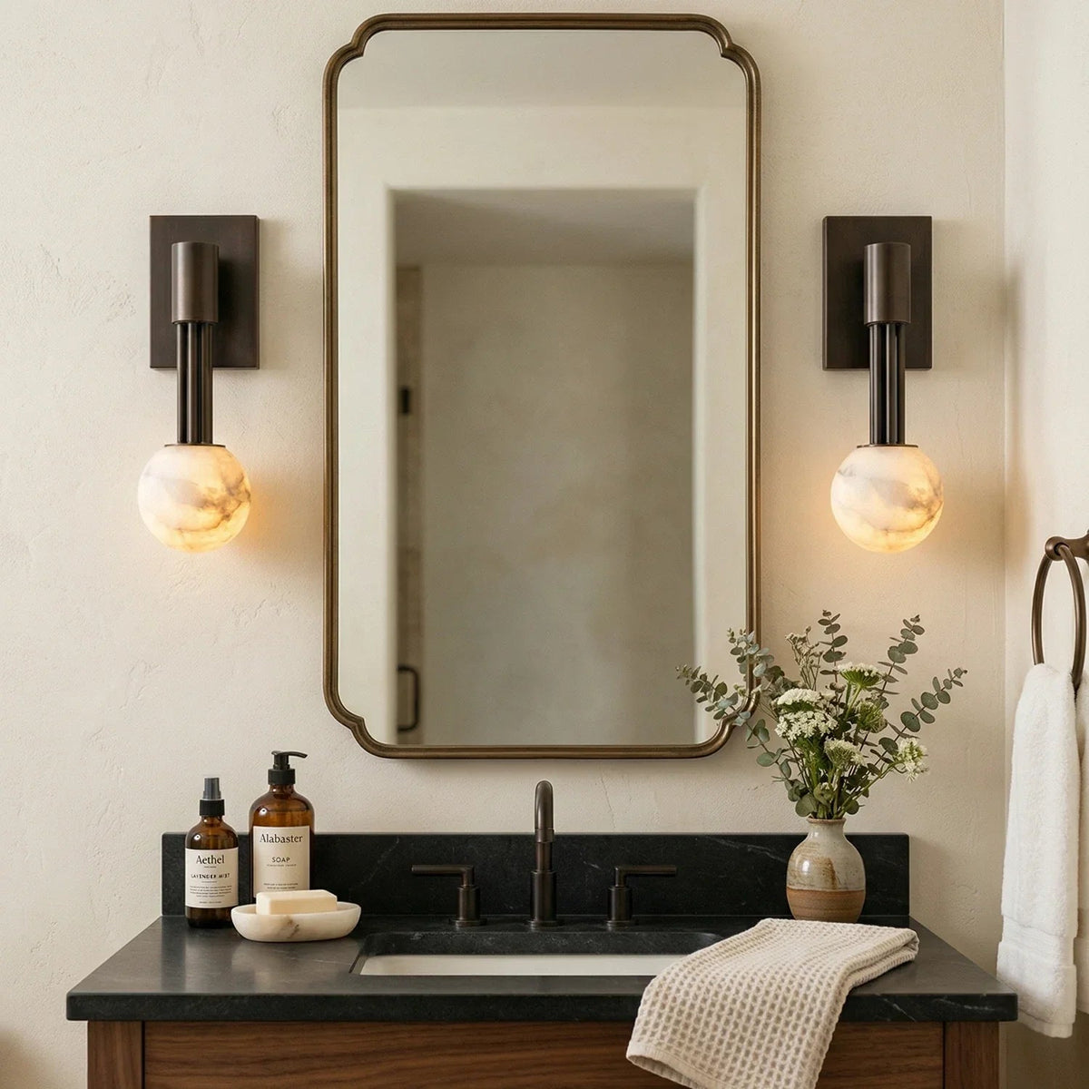 Obra Spherical Alabaster Wall Lamp