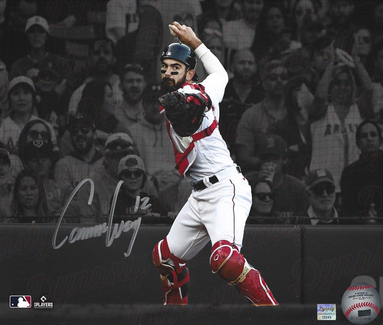 Connor Wong Throwing Action Boston Red Sox Autographed 16" x 20" Spotlight Photo - Silver Signature