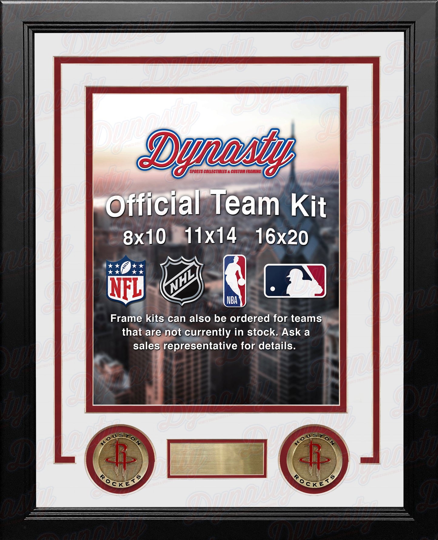 NBA Basketball Photo Picture Frame Kit - Houston Rockets (White Matting, Red Trim)