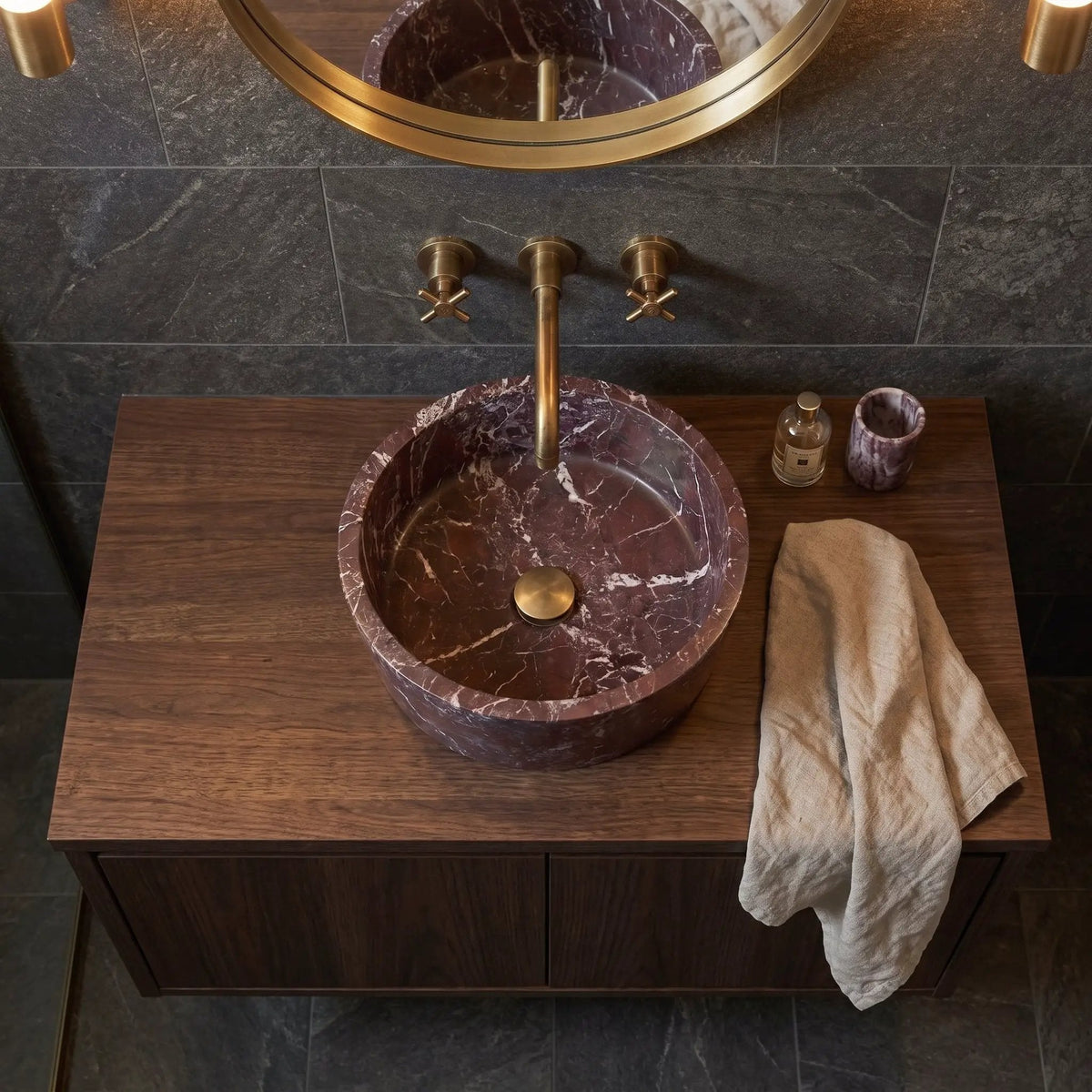 Rosso Levanto Above-Vanity Tapered Vessel Bathroom Sink