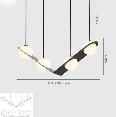 DecorBites™ Glass Ball Geometric Chandelier: Modern Nordic Kitchen Office Hanging Lamp