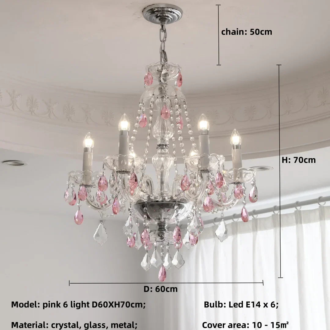 DecorBites™ Blue Crystal Chandelier: Luxury E14 Pendant Lights for Living Room and Bedroom