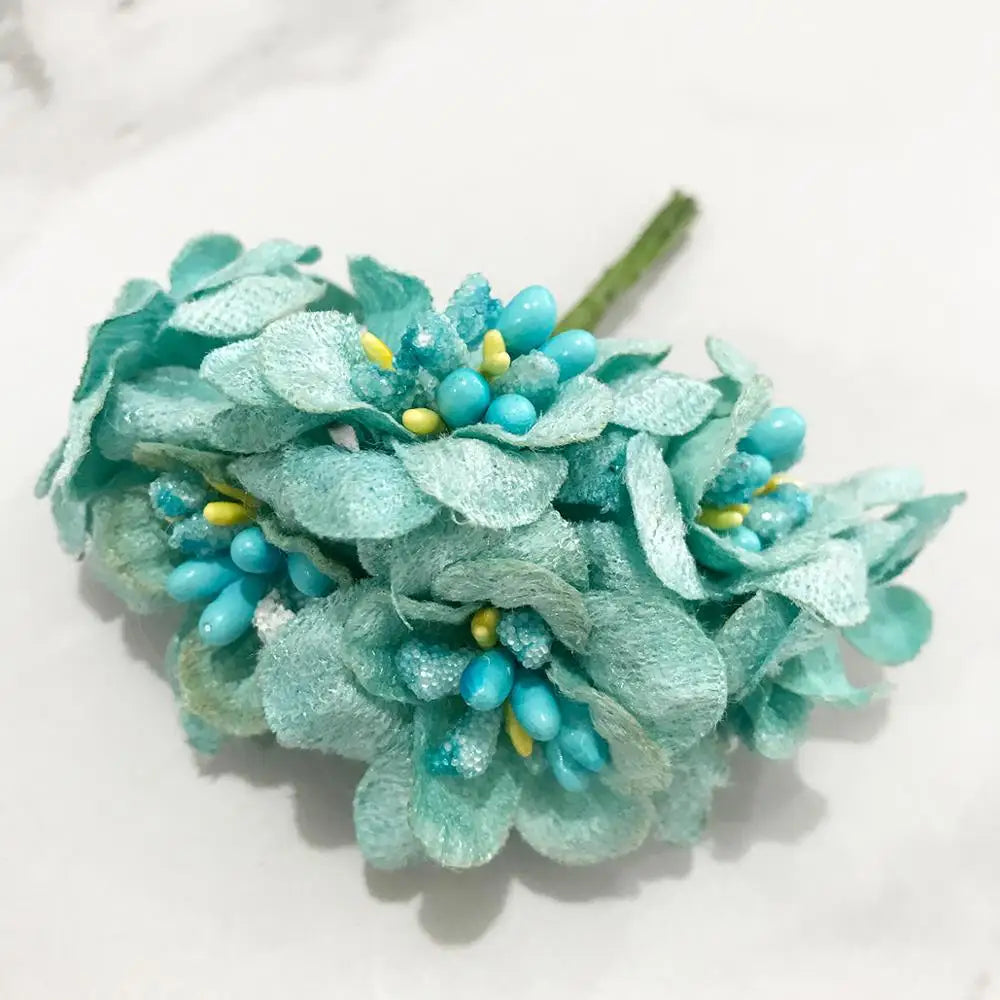 DecorBites™ Blue Flower Cherry Stamen Berries Bundle for DIY Christmas Wedding Decor