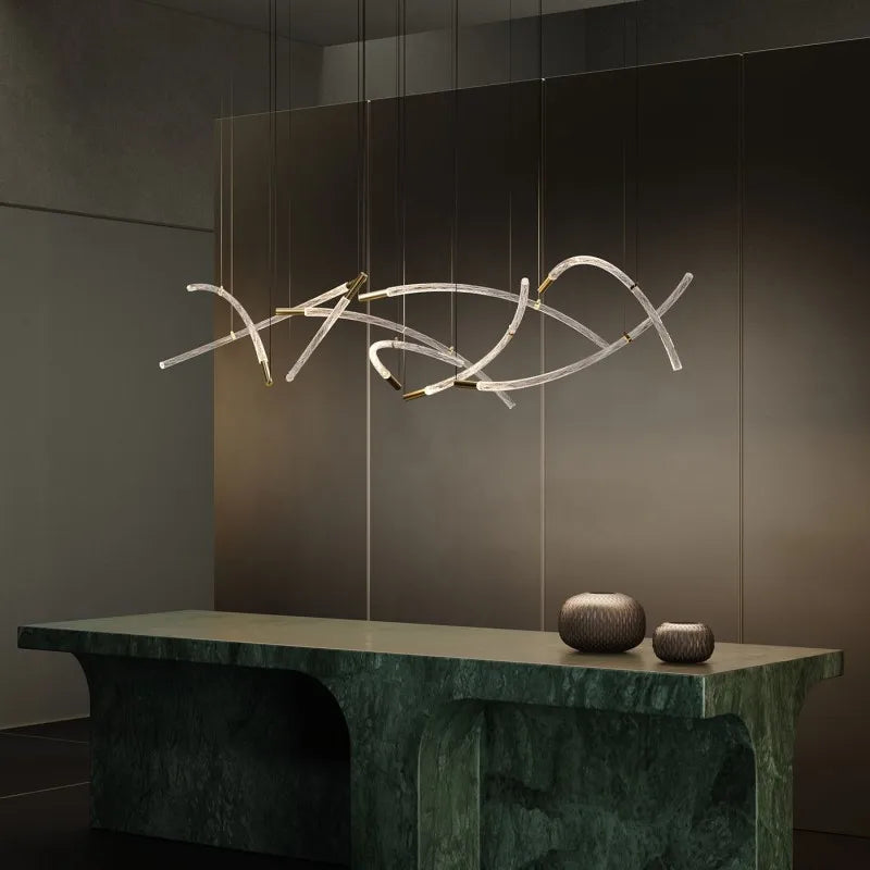DecorBites™ Crystal Chandelier Pendant Light for Stairs Living Room Kitchen Island Dining Bar