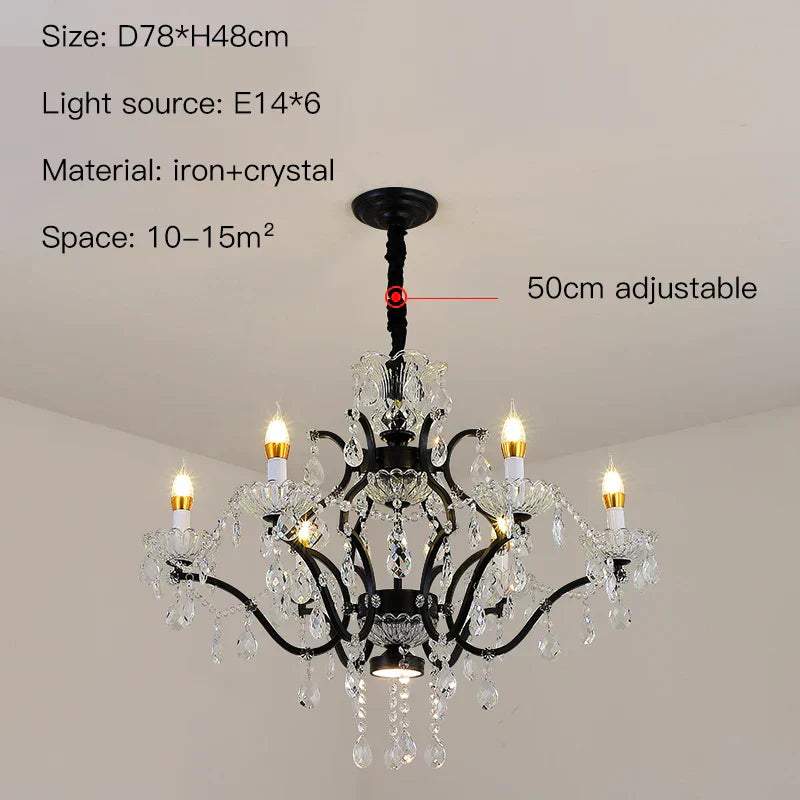 DecorBites™ Crystal Candle Chandelier Lighting: Farmhouse Dining Kitchen Pendant Lamp