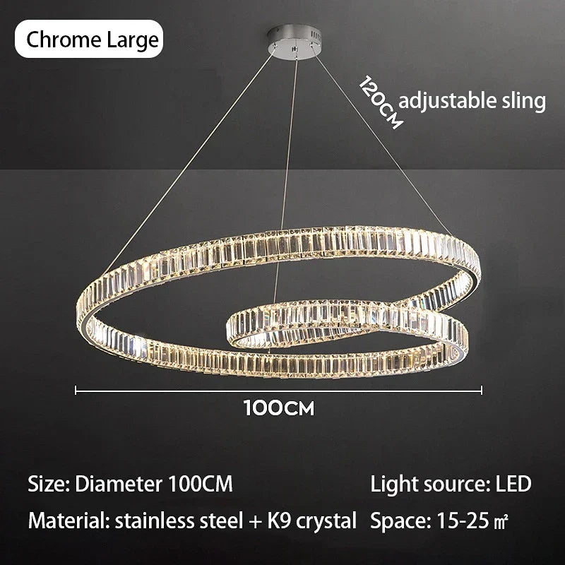 DecorBites™ Crystal Chandelier LED Light Fixture, Luxury Decor Hanging Lamp, Modern Home Lighting
