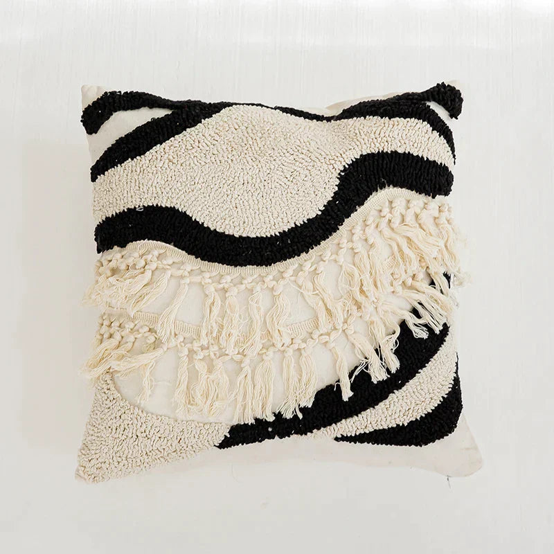 DecorBites™ Boho Tufted Pillow Cover with Tassels - 45x45cm Square for Home Décor