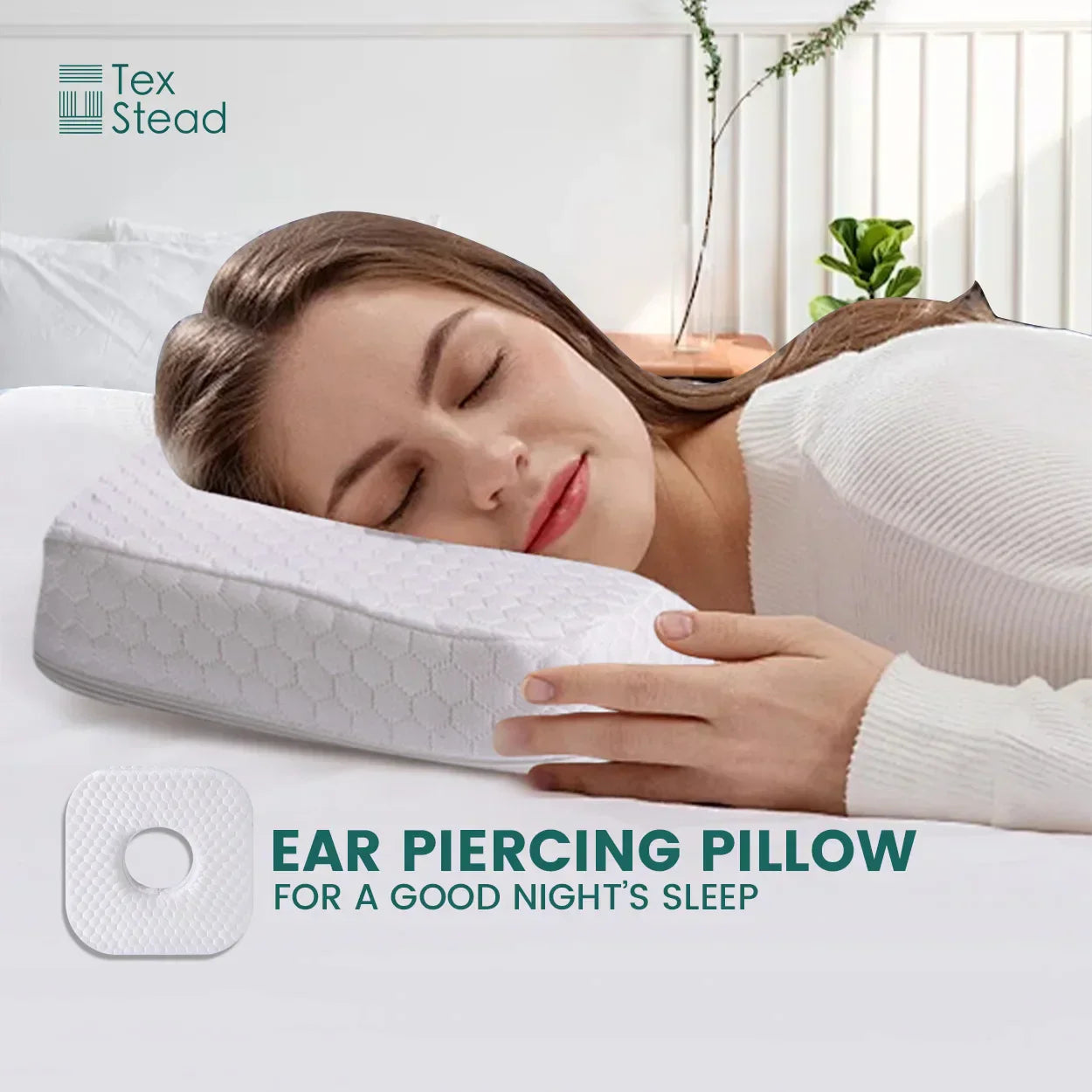 DecorBites™ Comfort Side Sleeper Pillow with Ear Hole for CNH