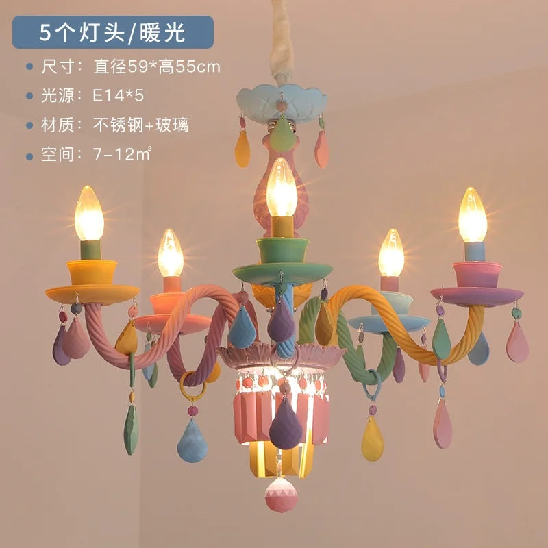 DecorBites™ Crystal Chandelier Girl Baby Bedroom Lamp Nordic Princess Room Lighting
