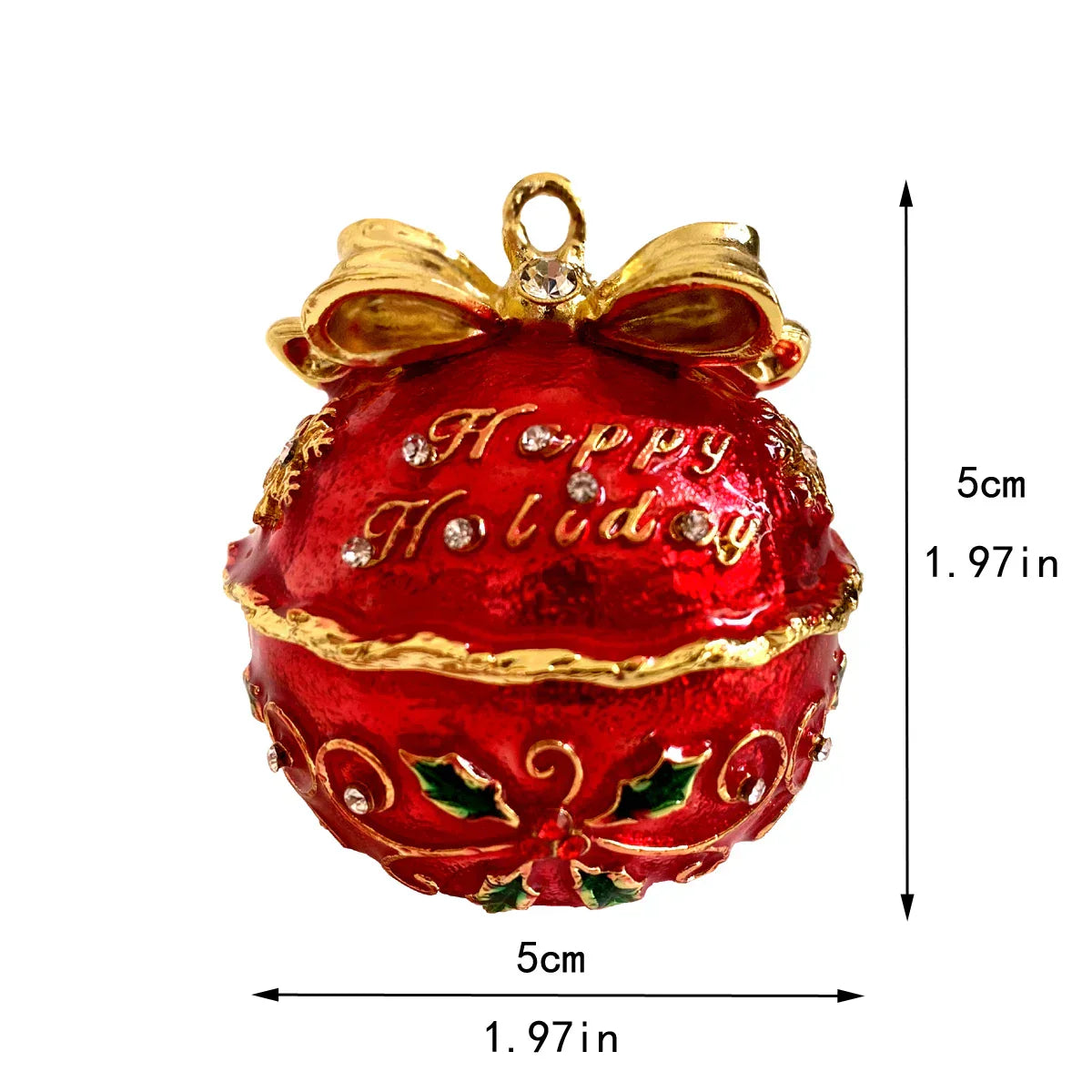 ™ Jingle Bell Trinket Box With Crystals, Hand-painted, Christmas Tree Decor
