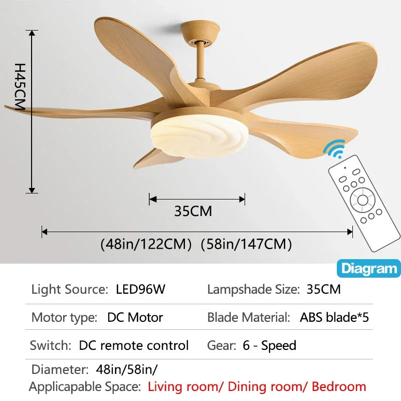 DecorBites™ 58-Inch Black Ceiling Fan Light for Dining & Living Rooms has Strong Winds.