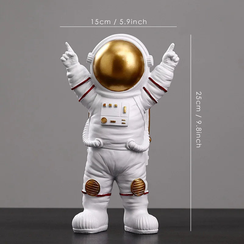 DecorBites™ Astronaut Figurines: Modern Spaceman with Moon Sculpture, Perfect Gift for Man & Boyfriend