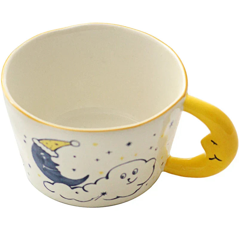 DecorBites™ Bear Moon Ceramic Mug: Cute Hand Painted Coffee Cup for Kitchen Drinkware
