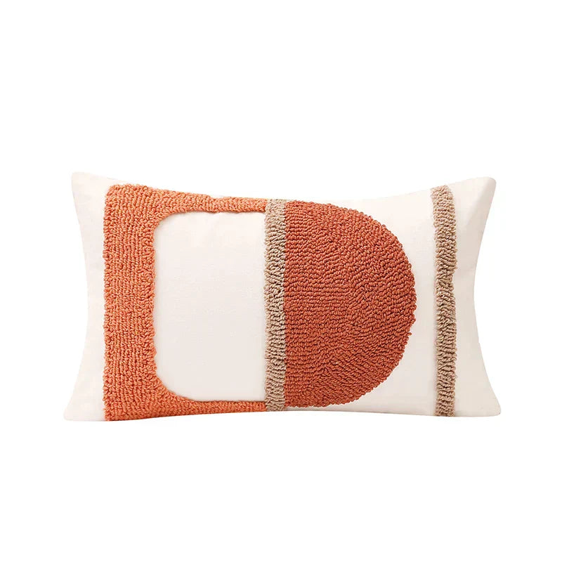 DecorBites™ Gematric Tufted Burnt Orange Half Circle Cushion Cover for Living Room