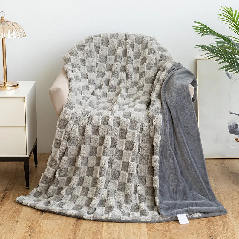 DecorBites™ Geometric Jacquard Flannel Sofa Cover - All Seasons Bed Sheets