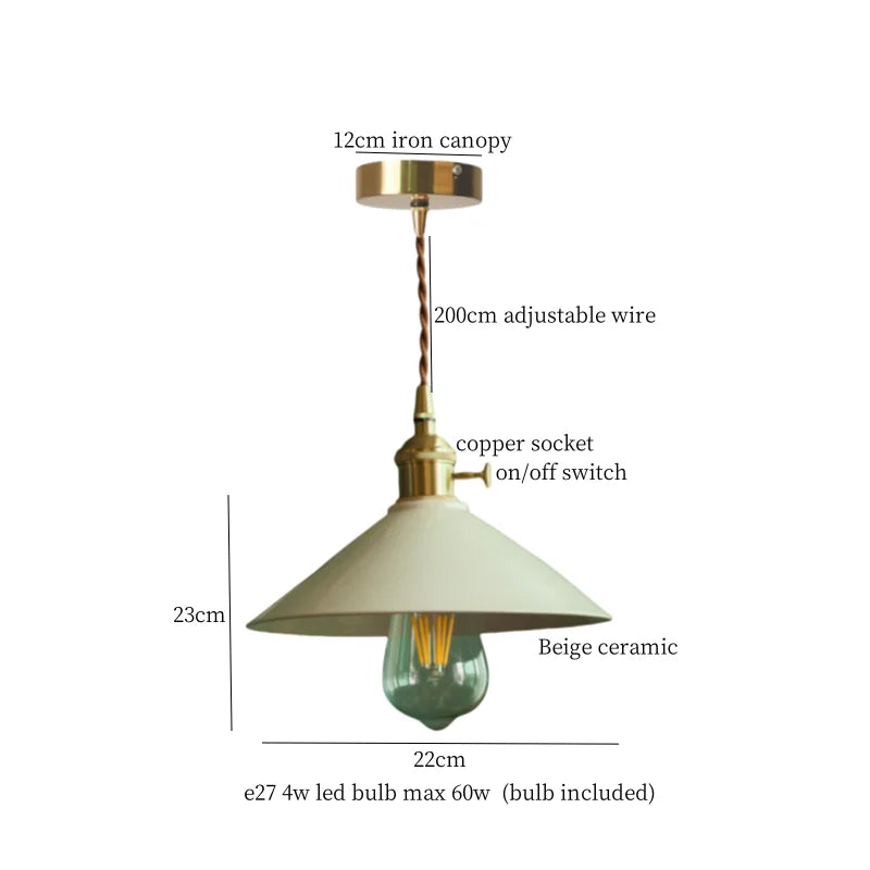 DecorBites™ Beige Ceramic LED Pendant Lamp for Home and Commercial Spaces