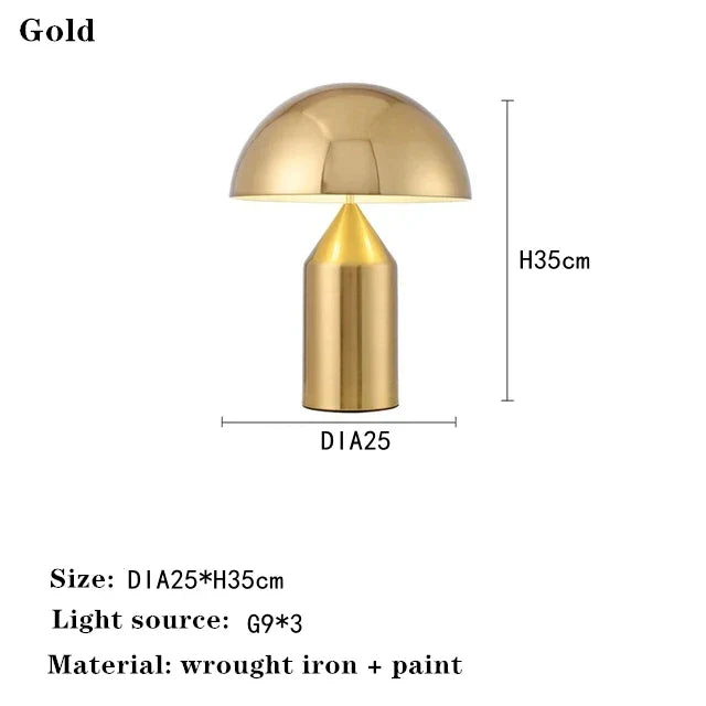DecorBites™ LED Mushroom Table Lamp: Stylish Metal Desk Light for Living Room, Bedroom, or Dining Area