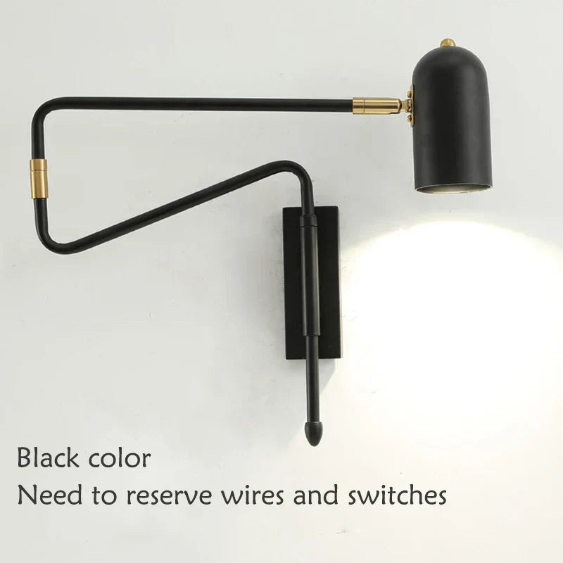 DecorBites™ Adjustable Long-Arm Wall Lamp with Switch, E27 Flex Reading Bedside Light