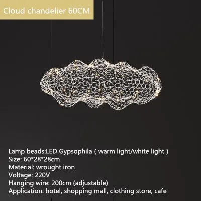DecorBites™ Cloud Pendant Lights: Industrial Loft Firefly Chandelier for Living Room, Bedroom, Staircase